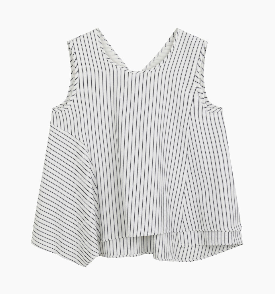 Blue striped sleeveless blouse - null - White | Sisley K image number 1